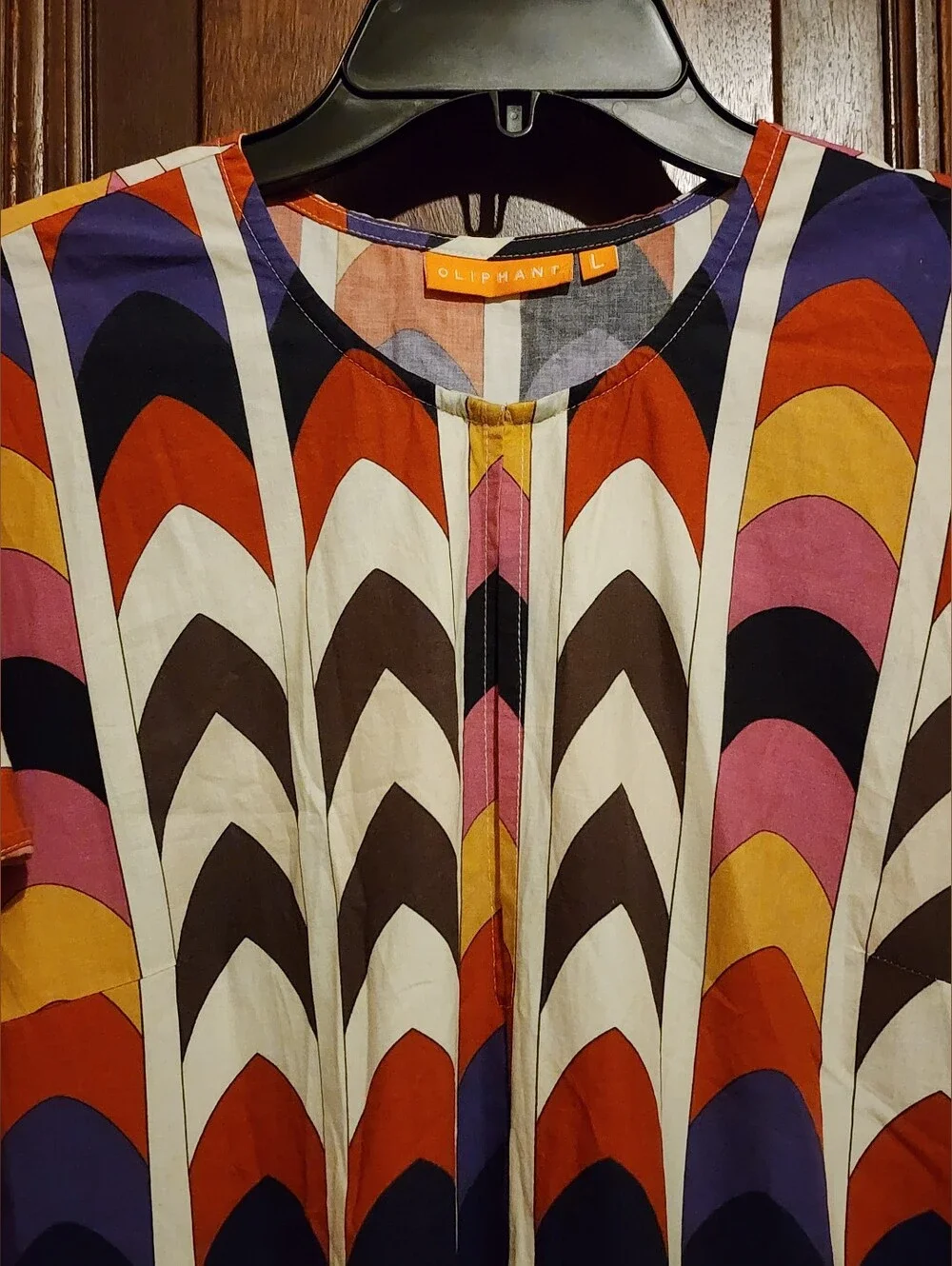 NWOT-OLIPHANT Geometric Multicolor Tiered Maxi Dress Size L-BohoChic